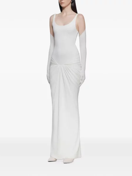 Rochie maxi Chats By C.dam fără mâneci alb