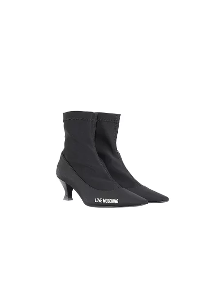 Botki Love Moschino skórzane z logo czarne
