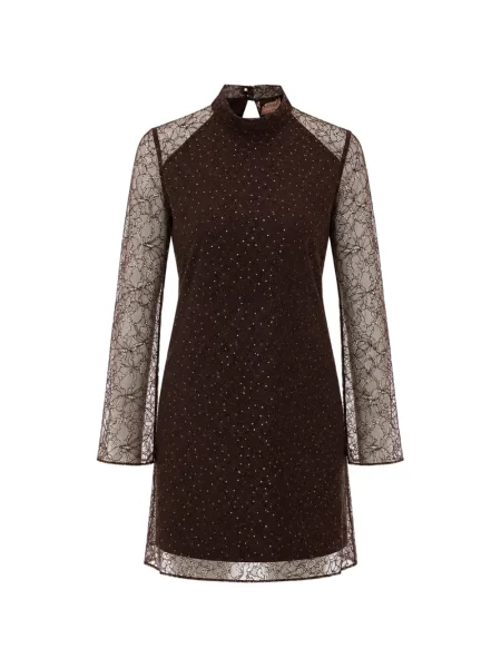 Rochie Twinset cu paiete din dantelă maro