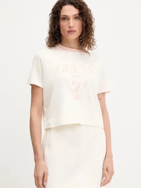 Guess spódnica PEONY mini prosta beżowy