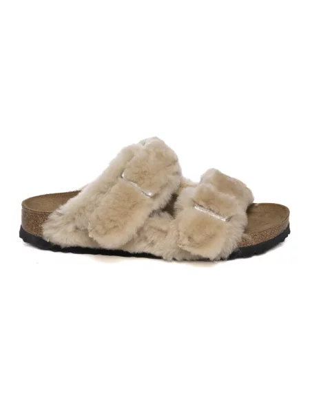 Klapki Birkenstock wełniane brązowe