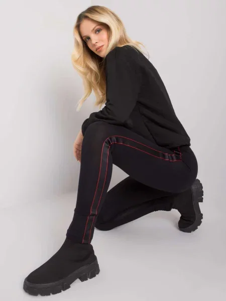 Leggings Fashionhunters cu dungi negru