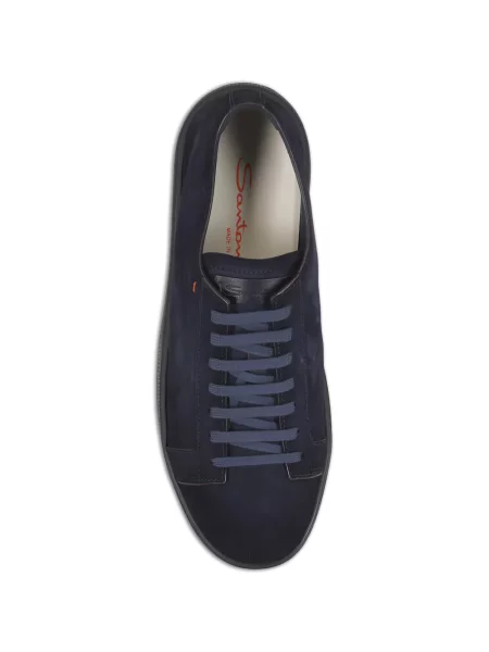 Fűzős szarvasbőr sneaker Santoni kék