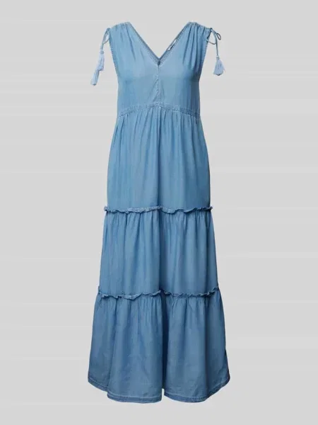 Pepe Jeans sukienka EFFIE maxi rozkloszowana niebieski
