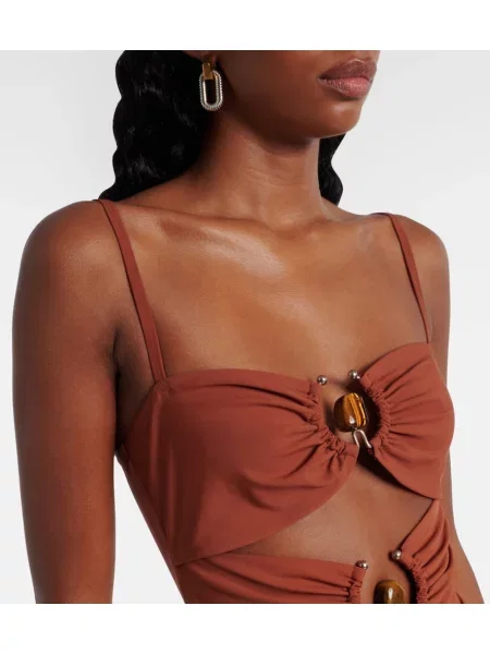 Rochie Christopher Esber din jerseu maro