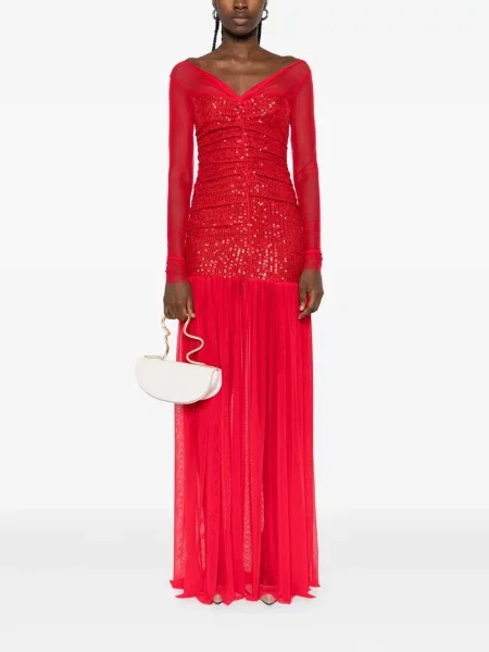 Rochie maxi Atu Body Couture cu paiete plasă de costum roșu