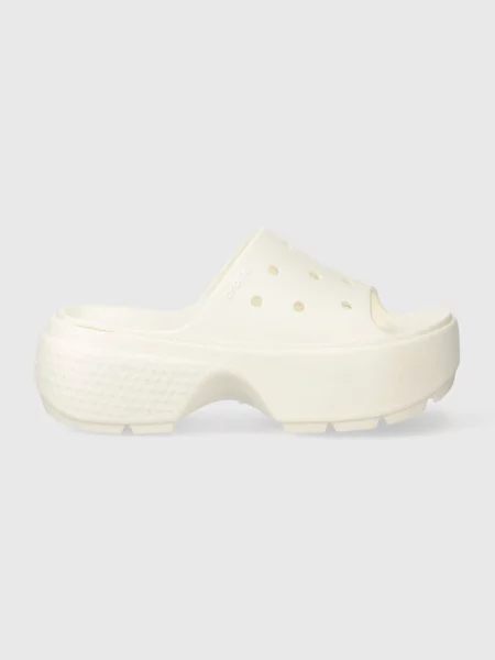 Crocs klapki Stomp Slide na platformie beżowy