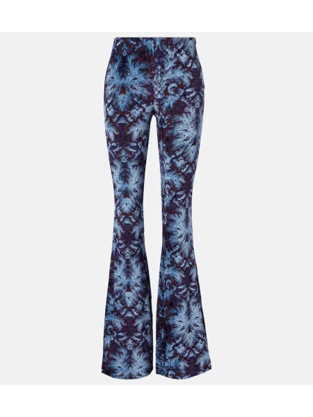 Pantaloni Etro cu talie înaltă cu imagine albastru