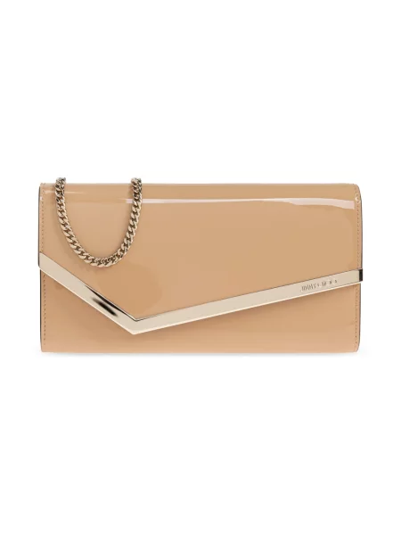 Kopertówka Jimmy Choo skórzana beżowa