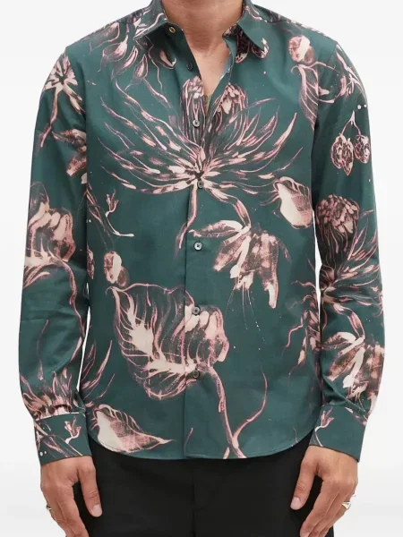 Cămașă Paul Smith cu model floral cu imagine lungă verde