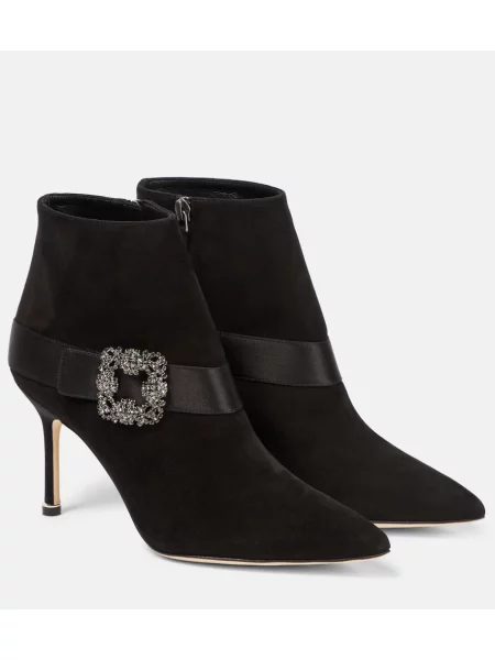 Cizme scurte Manolo Blahnik din piele de căprioară negru