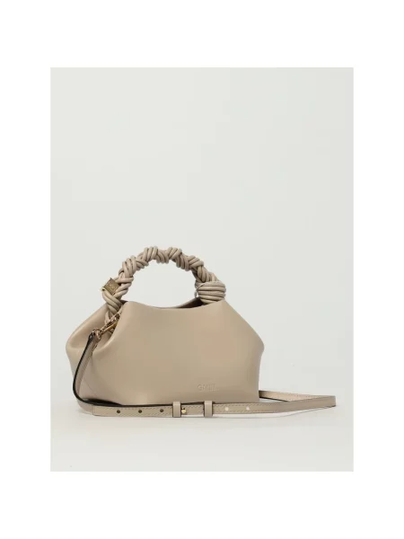 Torebka crossbody Ganni z klapami beżowa