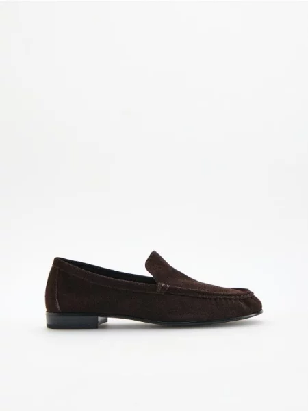 Reserved Mocasini din piele maro-închis maro