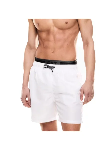 Szorty kąpielowe Emporio Armani Logo Tape Boxer białe