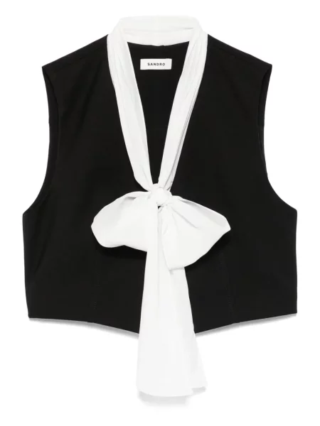 Bluză Sandro cu decolteu în V negru