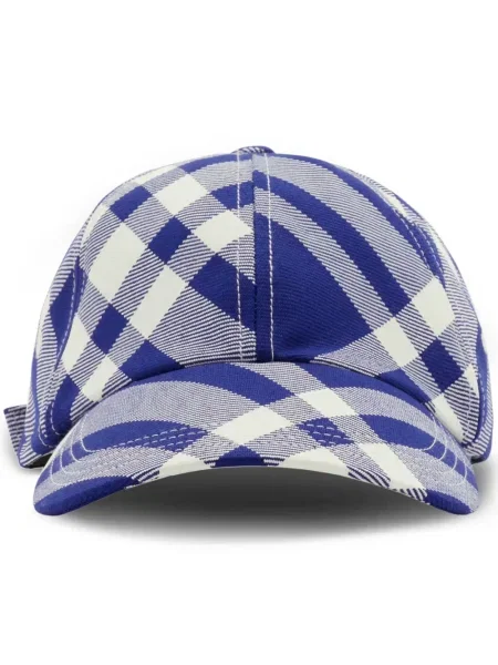 Șapcă Burberry în carouri albastru