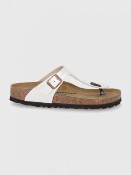 Papuci Birkenstock cu toc plat alb