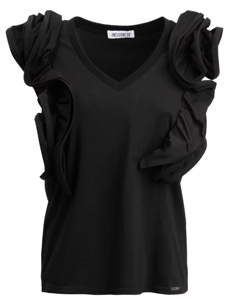 Influencer Majica Flounce' črna