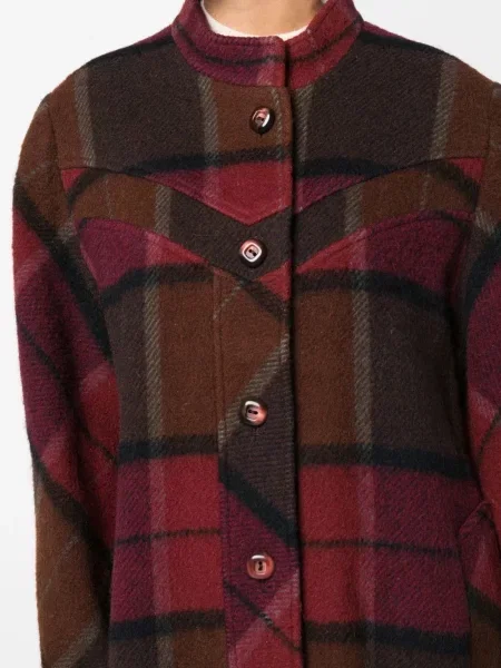 Vlněný kostkovaný retro kabát A.n.g.e.l.o. Vintage Cult červený