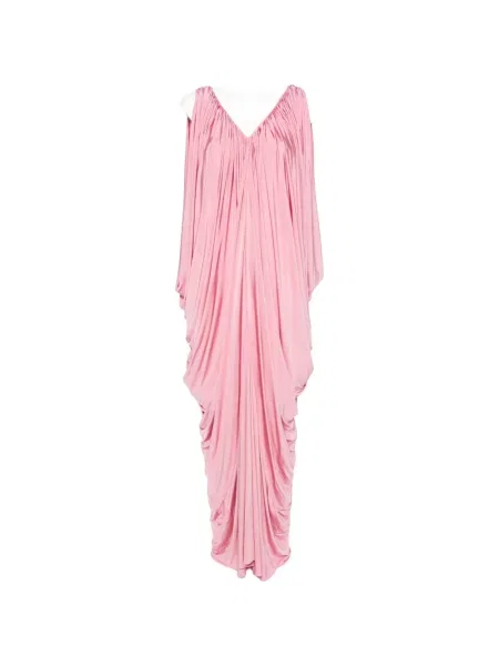 Rochie maxi Abadia cu decolteu în V drapată roz