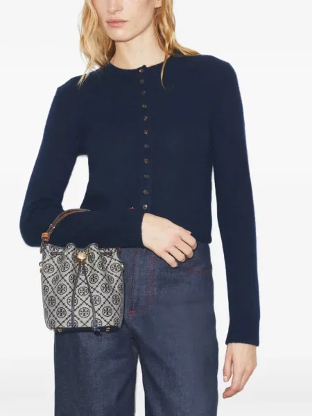 Mini geantă bucket Tory Burch mini gri