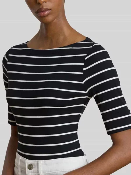 T-shirt o kroju slim fit z mieszanki bawełny model JUDY' Lauren Ralph Lauren czarna