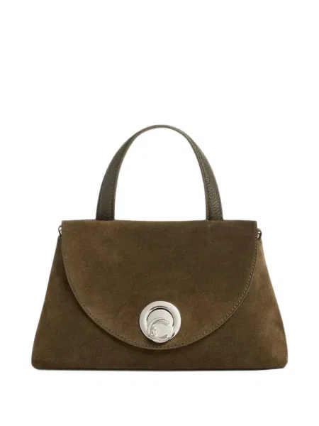Geantă shopper Coccinelle din piele de căprioară verde