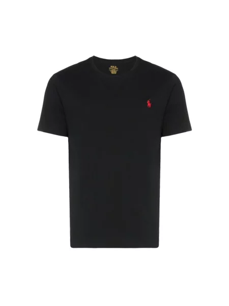 Koszulka polo Polo Ralph Lauren z dżerseju z dekoltem w kształcie litery U z długim rękawem czarna
