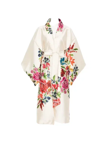 Palton Dolci Follie de mătase cu model floral negru