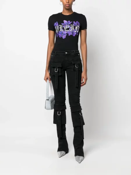 Raštuotas trumpas marškinėliai Philipp Plein juoda