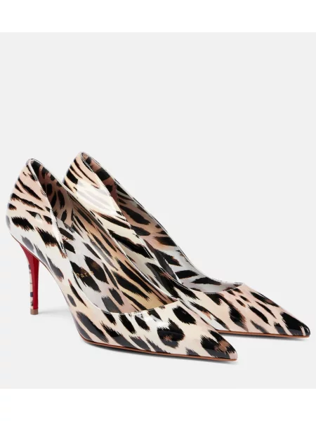 Кожени полуотворени обувки Christian Louboutin от лакирана кожа с принт розово