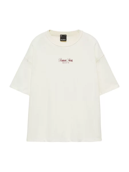 Pull&Bear Tricou verde / roșu / negru / lână alb