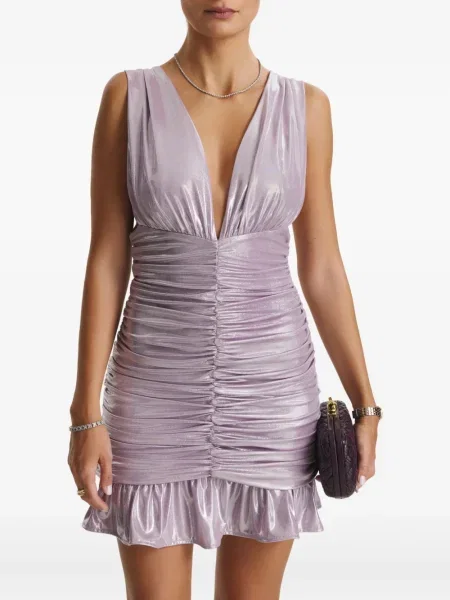 Rochie mini Cuanna cu volane de costum violet