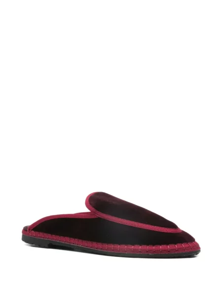 Papuci tip mules Flabelus roșu