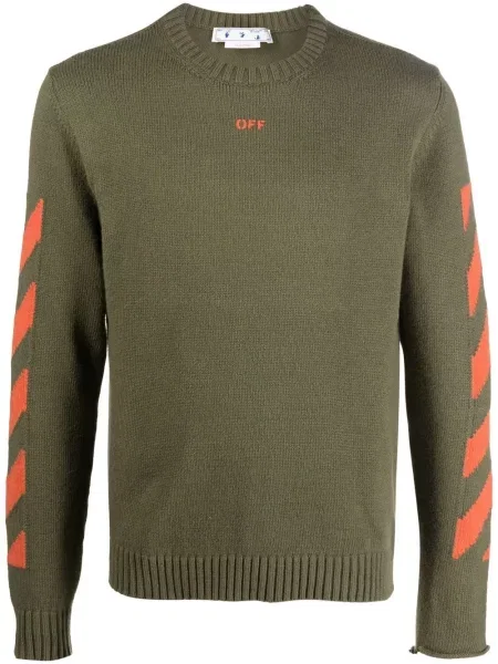 Pulover Off-white cu dungi alb