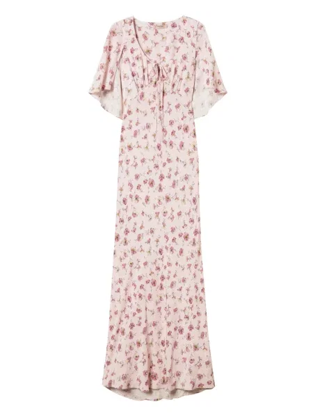 Rochie maxi Twinset cu model floral cu imagine de costum roz