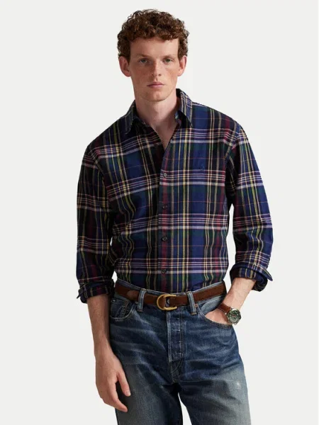 Риза Polo Ralph Lauren със стандартна кройка с яка с копче зелено
