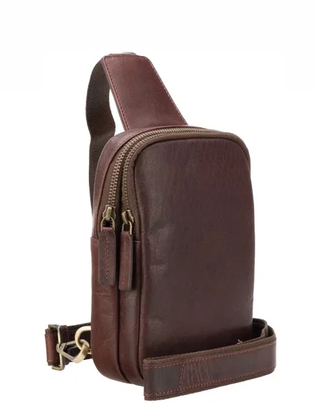 Кожаная сумка через плечо Visconti коричневая