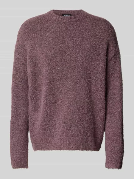 Sweter z dzianiny o kroju oversized z prążkowanymi wykończeniami Review X Matw fioletowy