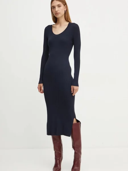 Boss Orange rochie marin midi mulata albastru