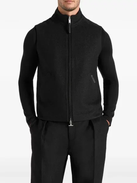 Vestă Manière De Voir de lână cu model herringbone negru
