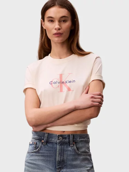 Класична футболка Calvin Klein бежева