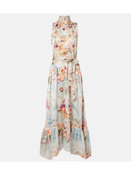 Rochie maxi Camilla de mătase cu model floral