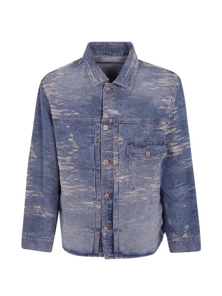 Geacă de blugi Emporio Armani zdrențuiți albastru