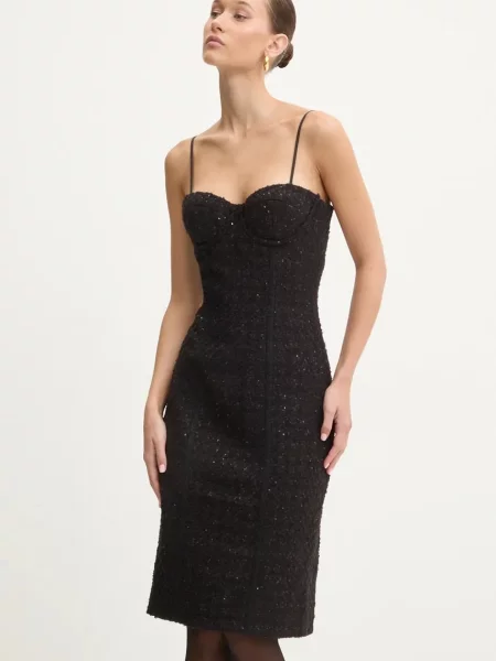 Rotate rochie din amestec de lana mini mulata negru