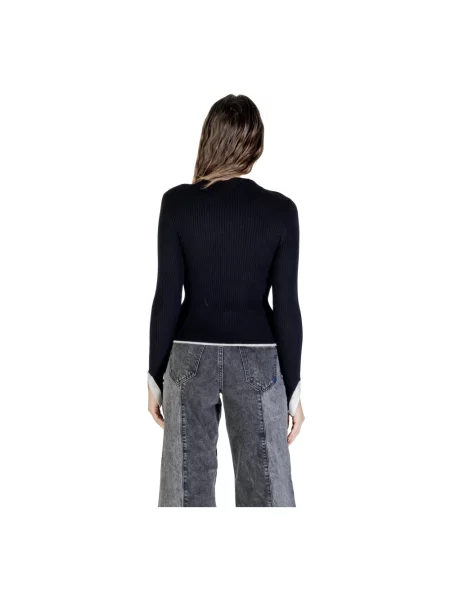 Lniany sweter z golfem Karl Lagerfeld czarny