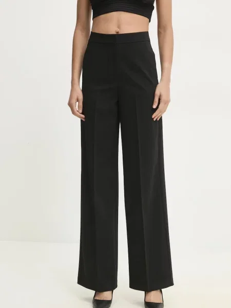 Панталон Answear Lab със стандартна кройка с висока талия черно