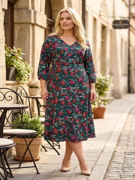 Stil Diva Šaty tmavě zelená / pink / oranžově červená bílá