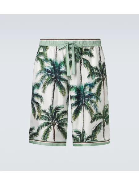 Pantaloni scurți Dolce&gabbana de mătase cu imagine alb