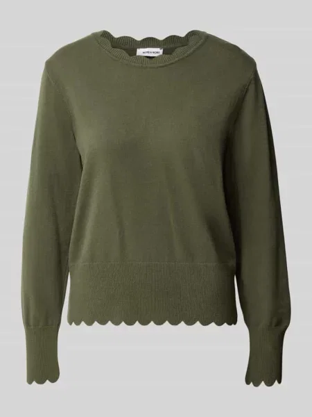 Sweter z dzianiny o kroju relaxed fit z mieszanka model OKTOBER' More & More oliwkowy